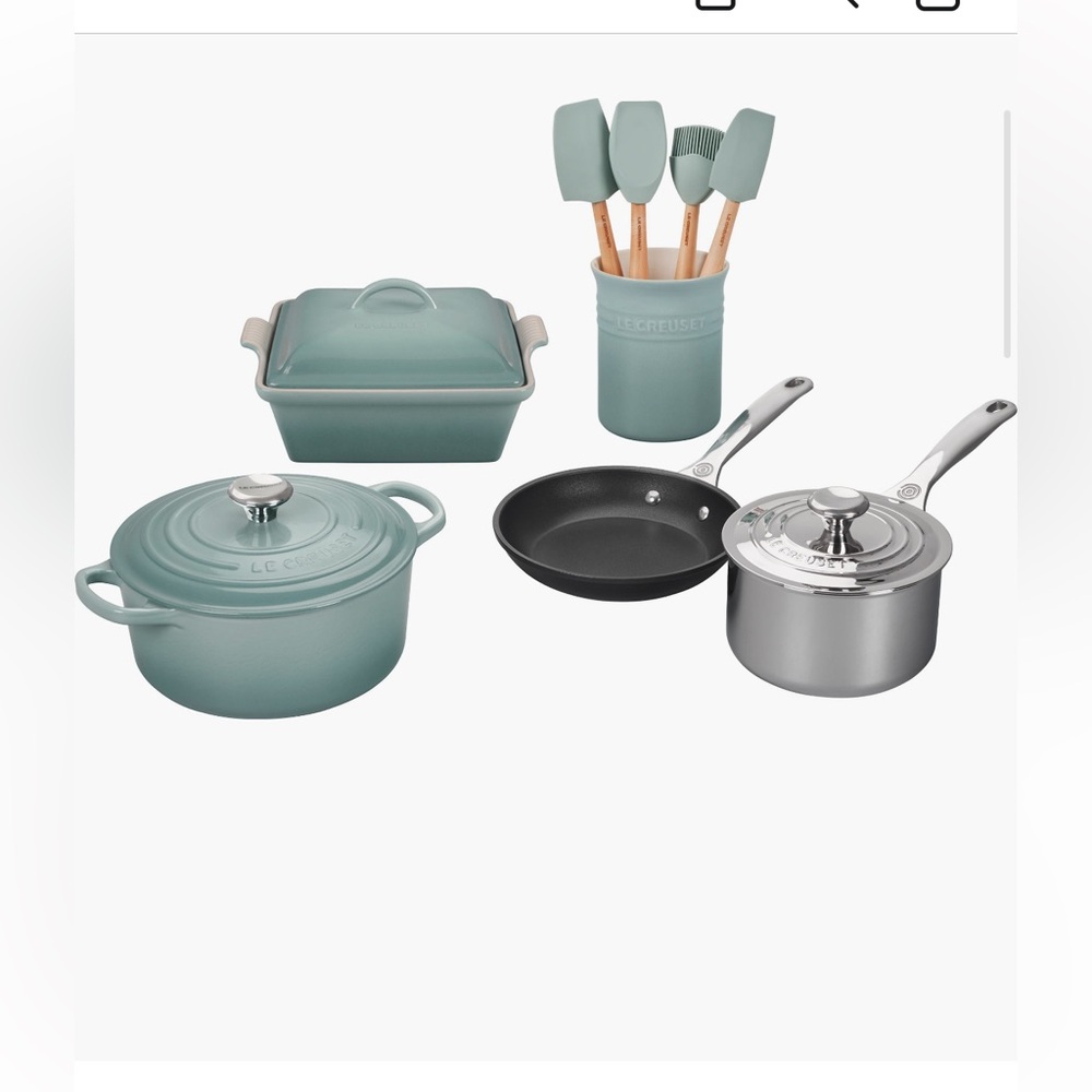 Le Creuset Sea Salt Mixed Material 12 Piece Cookware Set Brand New Original Box